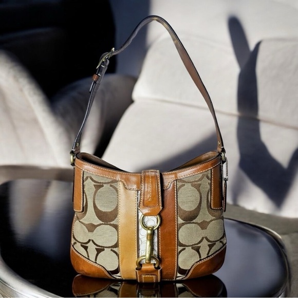 Coach Handbags - Coach Hamilton Khaki Signature Canvas/w Dust Bag size 11x9.5